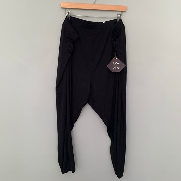 NEW Ava & Viv black pull on elastic waist casual career workout leggings - Picture 1 of 7